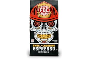 Fire Department Coffee - Gives Back to Firefighters - Full-Bodied & Bold Skull Crushing Espresso Coffee Beans - Roasted in the USA - Premium Whole Bean Coffee - Veteran Owned - 12 oz