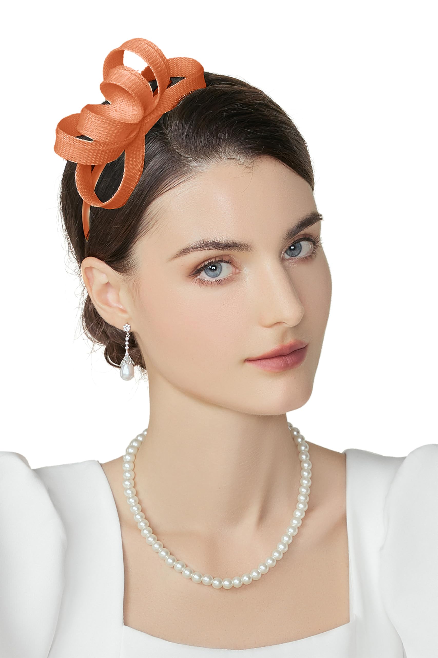 Photo 1 of BABEYOND Fascinator Headband for Women - Tea Party Kentucky Bow Headband Derby Bridal Wedding Daily Headpiece with Hair Clip