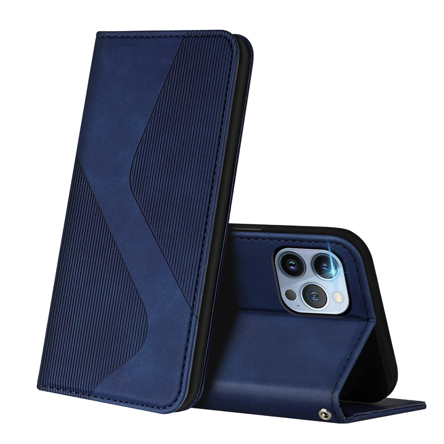 ZONNAVI Case Compatible with iPhone 13 Pro Max, Premium PU Leather Wallet Case with [Card Slots] [Viewing Stand], Shockproof Flip Cover for iPhone 13 Pro Max (Blue) — image 1