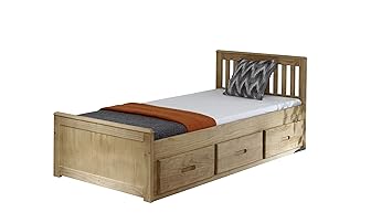 Cloudseller 3ft Solid Pine Mission Bed In Waxed With 3 Drawer