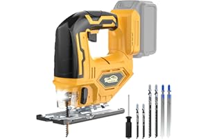 Cordless Jig Saw Compatible with DEWALT 20V Battery, 2900RPM Motor, 0°- 45° Bevel Cuts, 3-Position Orbital Setting for Straig