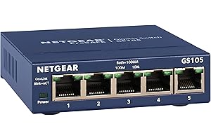 NETGEAR 5-Port Gigabit Ethernet Unmanaged Switch (GS105NA) - Desktop or Wall Mount, and Limited Lifetime Protection