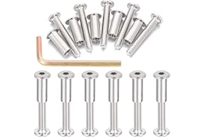 PGMJ 40 Sets Silver Hex Metal Metric Bolts and Nuts Assortment - Thread Repair Kit M6, Cupboards Joint Connector Cap Bolts, Screw Post Fit for Furniture (M6x40mm-D)