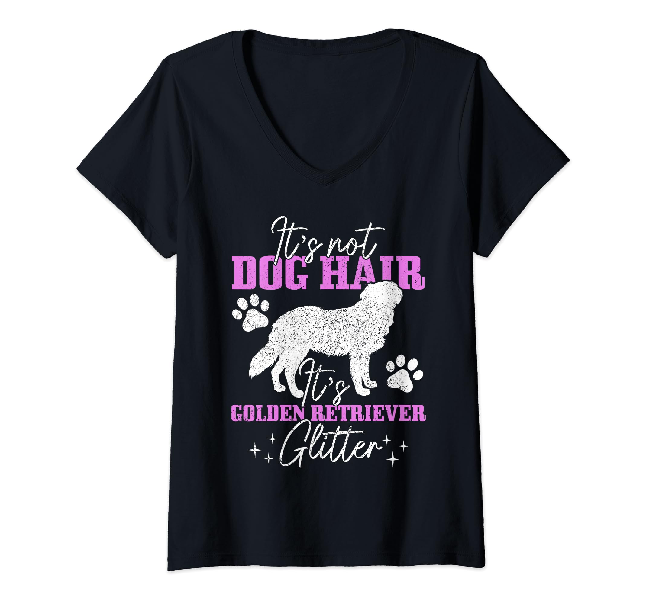 Womens It's Not Dog Hair It's Golden Retriever Glitter Funny Dog V-Neck T-Shirt