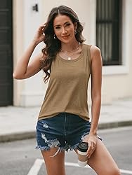 AUTOMET Womens Loose Fit Casual Flowy Tank Tops