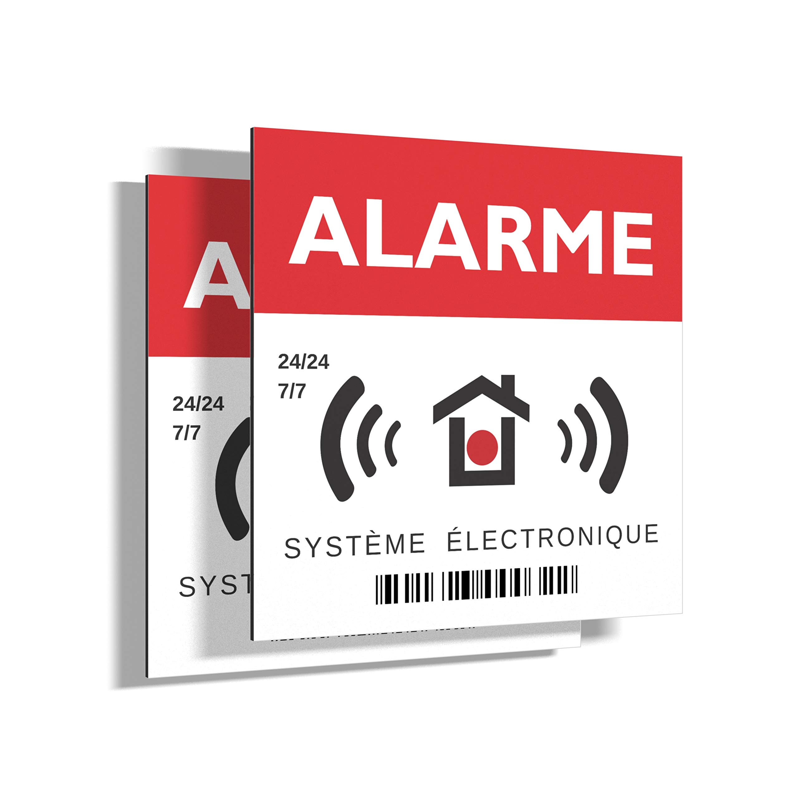 2 x Rigid Panels Alarm - Square 15cm - Very Strong - Aluminium (Non PVC) - For Surveillance / Camera - For Wall, Posts, Barrier... — image 1