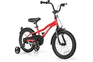 COSTWAY Kids Bike for 3-8 Years Old Boys Girls, 12/14/16/18 Inch Children Toddler Bicycle with Training Wheels, Adjustable Se