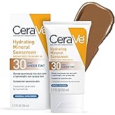 CeraVe Tinted Sunscreen for Face, Mineral SPF 30 Moisturizer, Deep, 1.7oz | Skin Care, Face Sunscreen, Hyaluronic Acid, Zinc Oxide, Titanium Dioxide, Sheer Tint, Healthy Glow, Blends Seamlessly