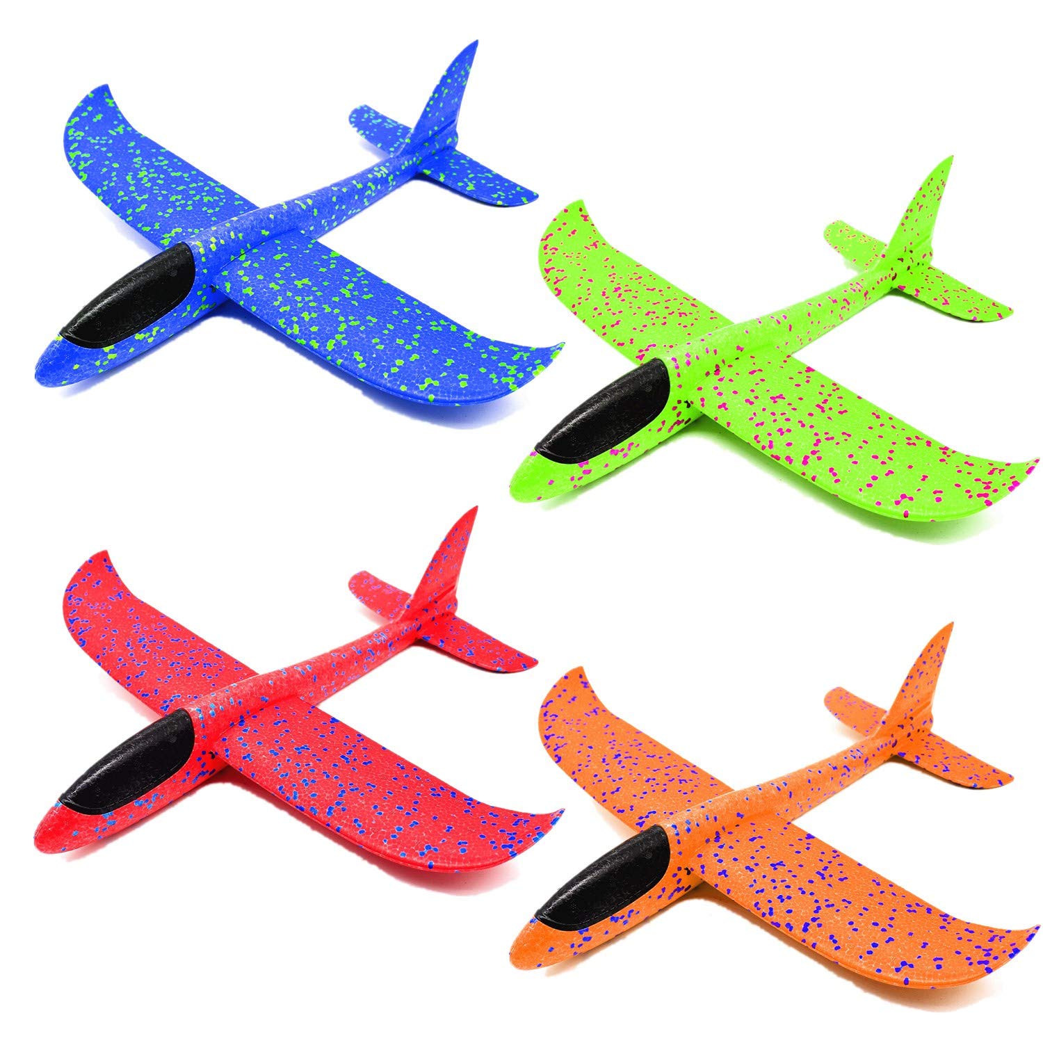 Queta 4 Packs Airplane Glider, Hand & Throw Foam Aircraft, Manual Throwing Plane, Outdoor Toy Plane (Modell 1)