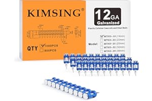 KIMSING 3/4 Inch Plastic Collated Concrete Pins, 1000PCS Box, 12 Gauge, Galvanized Blue Concrete Nails for Cordless Concrete 
