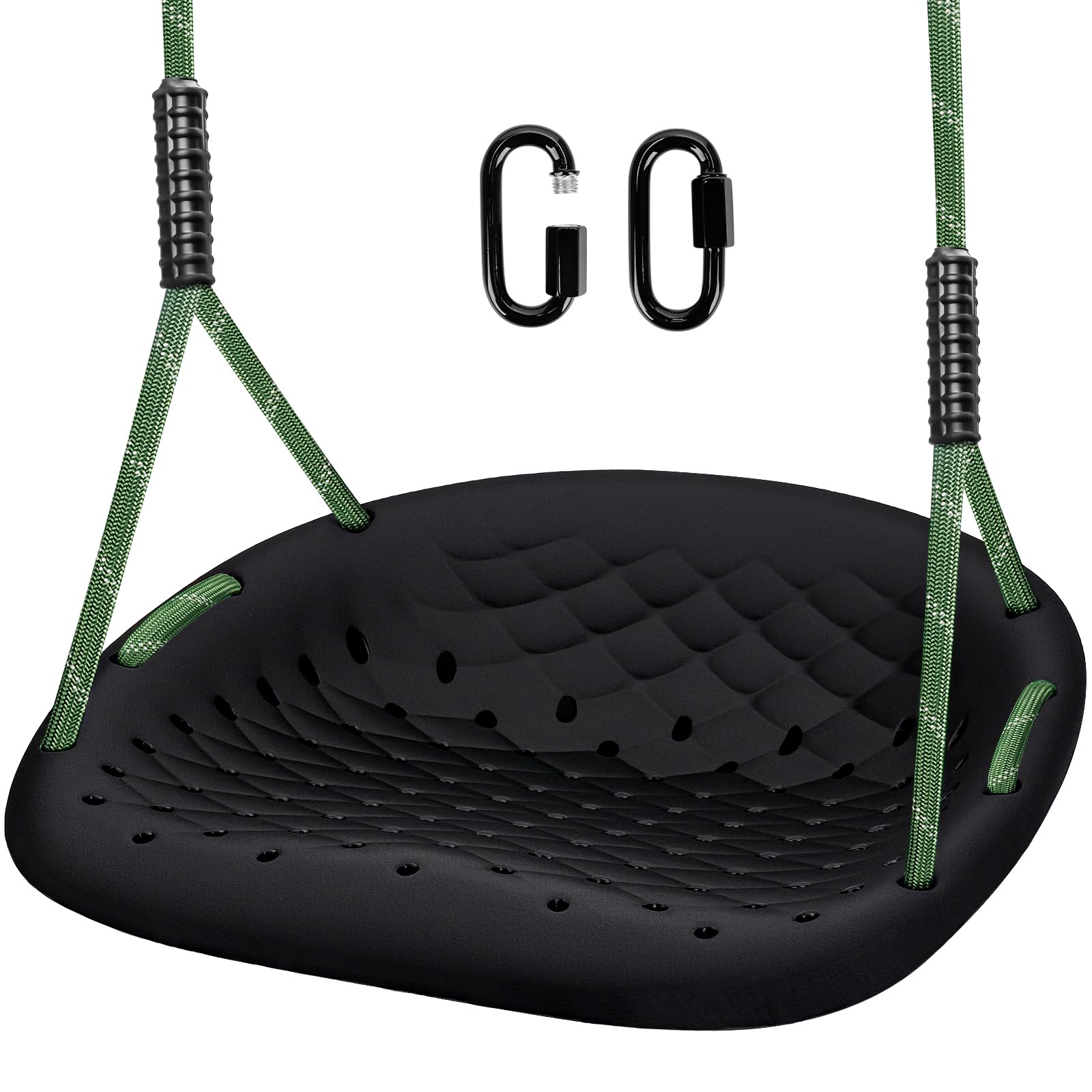 WWFFEN Heavy Duty Swing Seat,Plastic Non-slip Swing Seat with Safety Grip and Adjustable Ropes Sturdy Construction 250kg load capacity for Kids/Adults for Indoor Outdoor Playgrounds Swing,Black — image 1