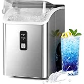 Antarctic Star Nugget Ice Makers Countertop with Soft Chewable Ice | 35Lbs/24H, Portable Sonic Ice Machine with Ice Scoop, Self-Cleaning for Home, Office, Stainless Steel Silver