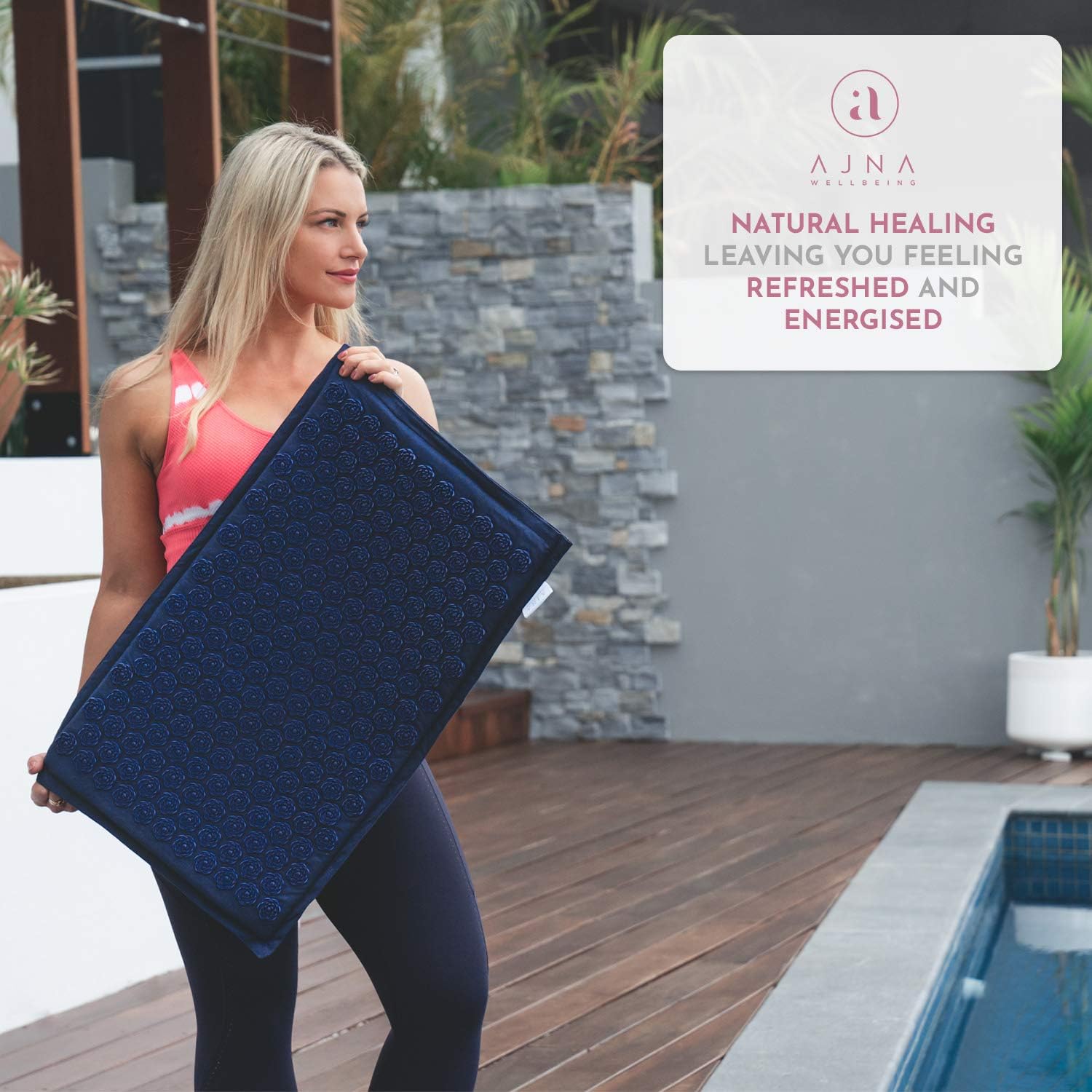 Ajna Acupressure Mat and Pillow Set - Ideal for Back Pain Relief and Neck Pain Relief - Advanced Stress Reliever - Muscle Relaxant - Free Tote Bag - Eco Lite (Ocean Blue): Sports & Outdoors