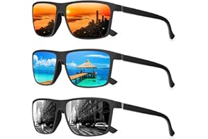 QALLY Polarized Sunglasses for Men Rectangular Frame Men's Polarized Sunglasses Sports Sunglasses with UV400 Protection