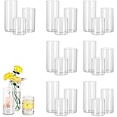 Glass Cylinder Vases Set of 24, Hewory Tall Clear Vase for Centerpieces, Glass Hurricane Candle Holders for Pillar Floating Candles, Round Vases for Wedding Events Table Decor, 2.6” in Diameter