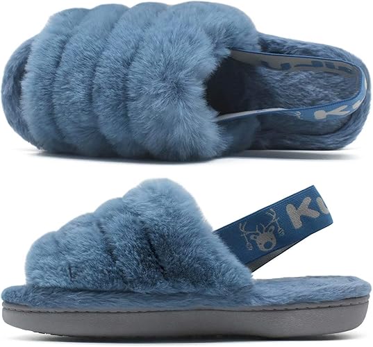 blue fluffy shoes