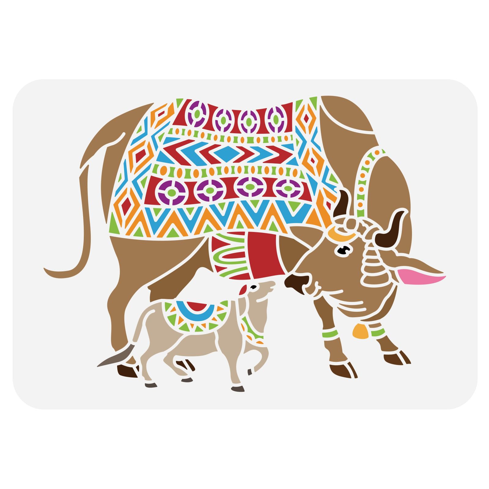 Photo 1 of FINGERINSPIRE Warli Cow Painting Stencil - 8.3x11.7inch Large Cow Stencil for Painting, Ancient Style Pattern Drawing Template