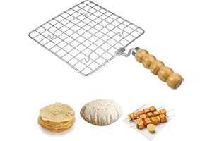 KSJONE Stainless Steel Multi-Functional Wire Steaming Cooling and Baking Barbecue Rack Square Wire Roaster Rack/Papad Jali/Ro