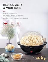 Yabano Popcorn Maker 5L 800W Nonstick Plate Electric Stirring Quick-Heat Black view 2