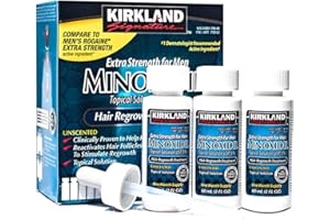 Kirkland Minoxidil 5% Topical Solution Extra Strength Hair Regrowth Treatment for Men Dropper Applicator Included (1 month to 24 month supplies available) (6 month supply), Clear