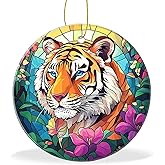 Funny Ornament Hanging Christmas Tree Ornaments,Stained Glass Style Tigers,Holiday Keepsake for Xmas Tree Decoration