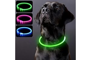 PZRLit LED Light Up Dog Collars USB Rechargeable Waterproof, Adjustable TPU Cuttable Glow Dark Lighted Dog Collar for Small M