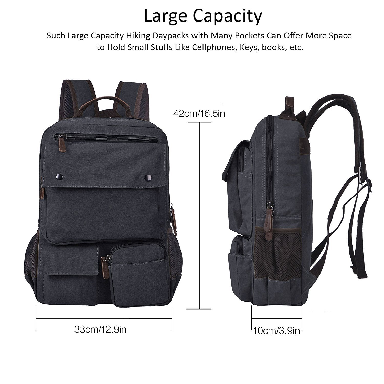 Mochila de lona para portátil de 15.6 pulgadas-Negro