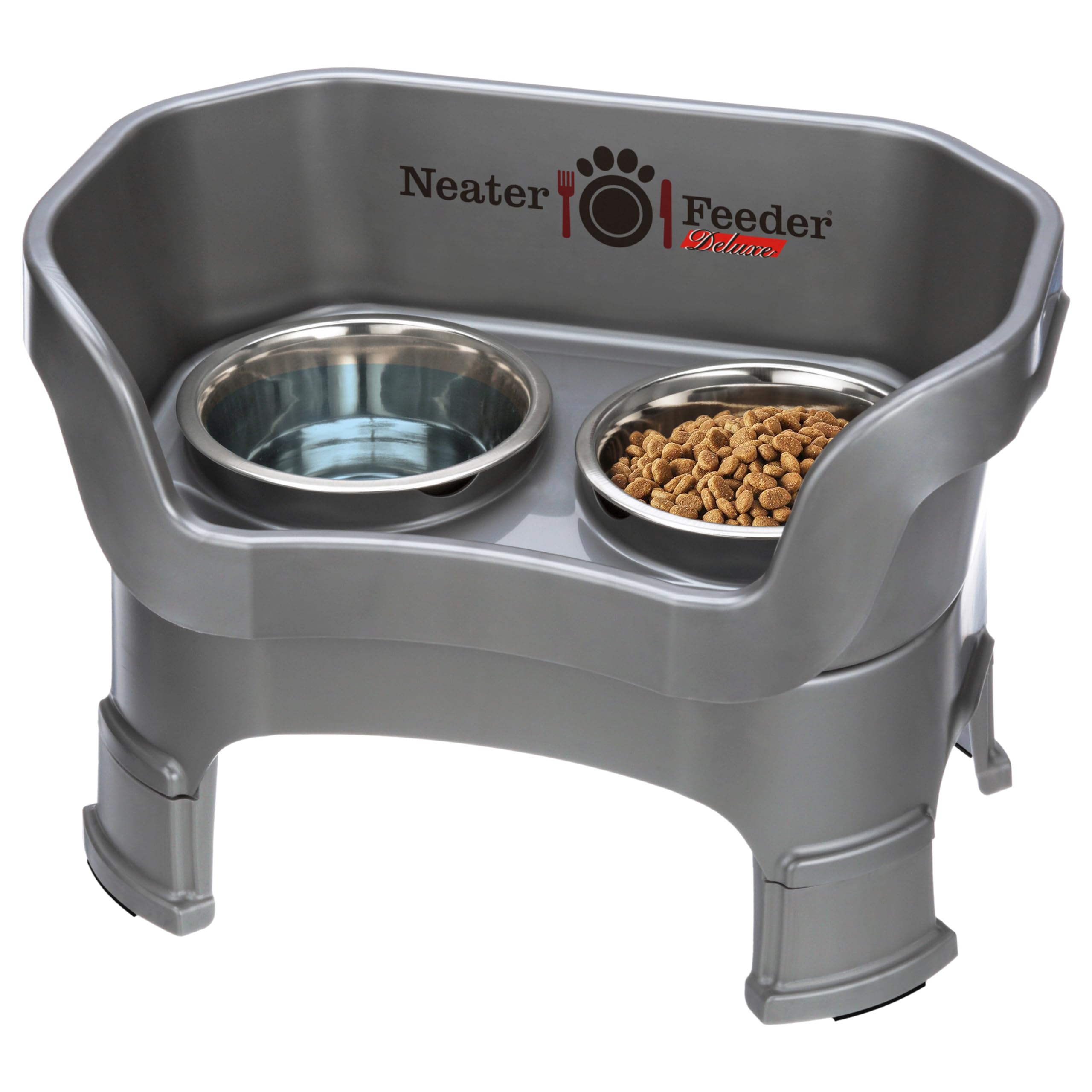 Neater Pet Brands Feeder Deluxe With Leg Extensions Medium Gunmetal Grey