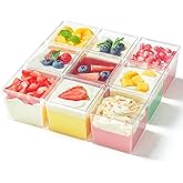 Qeirudu 5 oz Square Dessert Cups with Lids and Spoons, 50 Pack Mini Plastic Dessert Cups Small Serving Cups for Pudding Mousse Yogurt Parfait Appetizers Fruit