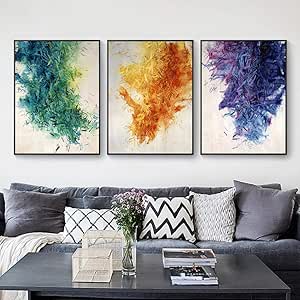 QZROOM Nórdico Color Moderno Abstracto púrpura Verde Naranja Lienzo