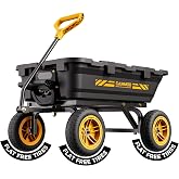 CAMMOO 10-in NO-Flat Tires 900lb Garden Dump Cart Wheelbarrow Garden Wagon | Black Garden Cart DIY Expandable Bed Holds over 4 Cu.Ft. Quick-Release Dumping Virgin Polypropylene-Not Recycled Material