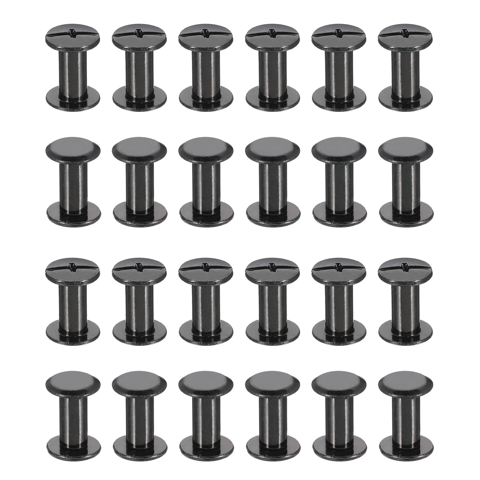 PATIKIL 24 Sets Chicago Screws, 11mm l Chicago Screws Phillips Binding Post Screw Bolts Leather Rivets Fasteners Connectors for Leather Belt Scrapbook Photo Albums, Black