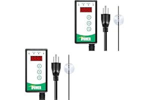 iPower 2-Pack 40-108 Degrees Fahrenheit Digital Heat Mat Thermostat Controller for Seed Rooting, Germination, Reptiles, Fermentation and Brewing, 1000W-Black, Black