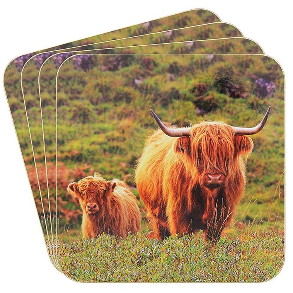 Lesser & Pavey Pack of 4 Table Place Mats | Place Mats For Table With British Designs | Table Mats For All Types Of Kitchens - (Cow & Calf Set of 4)