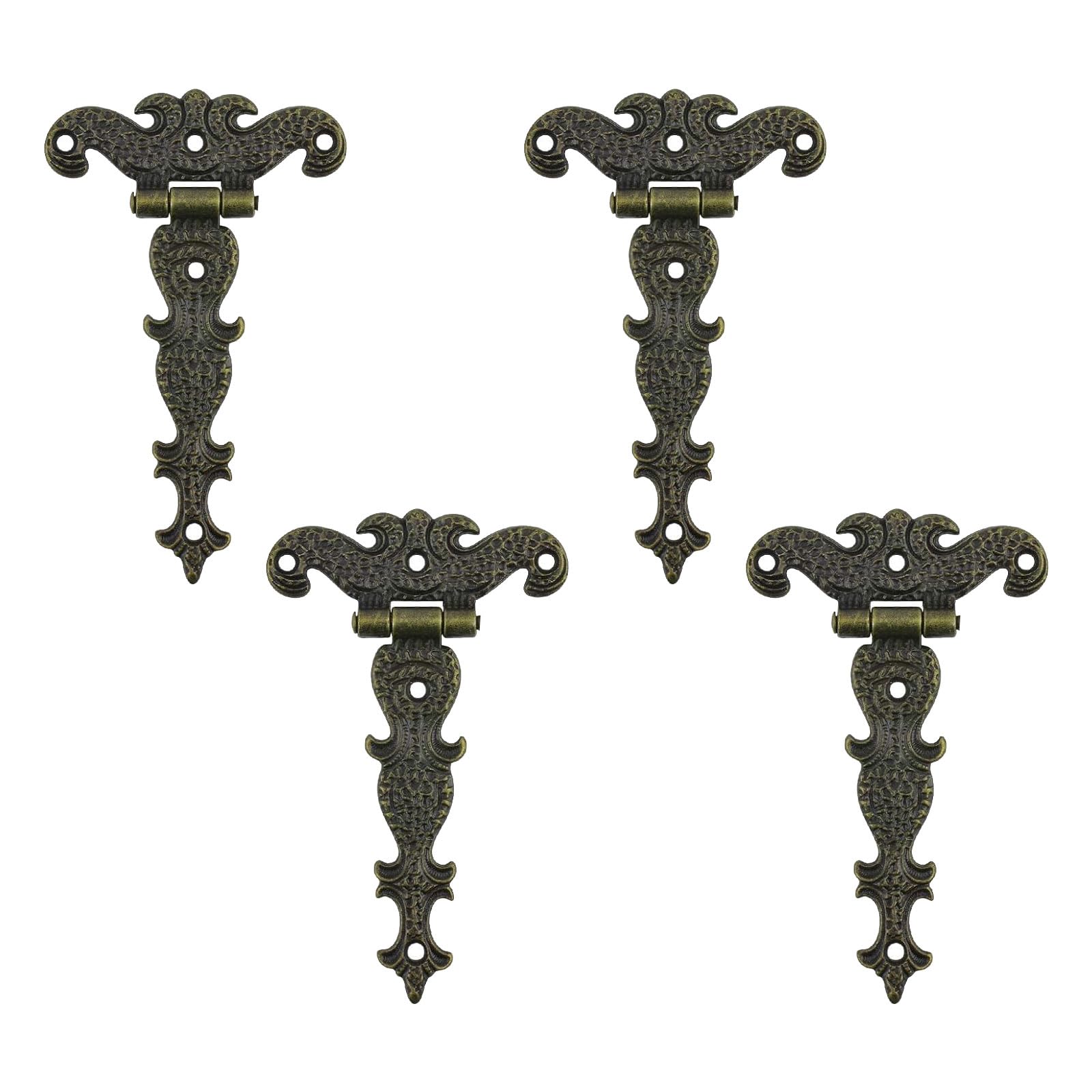 INCREWAY Antique Folding T-Hinges,4PCS Bronze Decorative Hinges Retro Carved Hardware for Doors Cabinet Cupboard & Jewelry Box — image 1