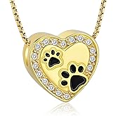 Oinsi Pet Cremation Jewelry - Heart Urn Necklaces for Dog Cat Ashes Keepsake Pet Paw Memorial Urn Pendant Ash Holder for Women Men