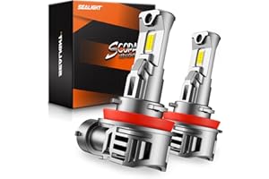 SEALIGHT H11 Bulbs with 6500K White Light,30000LM Super Bright, 1:1Mini Design H16 Fog Light Bulbs,3 Mins Plug-N-Play, Pack of 2