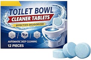 Automatic Toilet Bowl Cleaner Tablets, 12 Tabs Blue Gel ToiletTank Cleaners, Fresh Mint Scent, Stain & Smell Eliminator, Desc