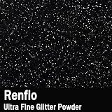 Renfio Ultra Fine Glitter Powder Deep Black 60g Resin Bulk Flakes view 2