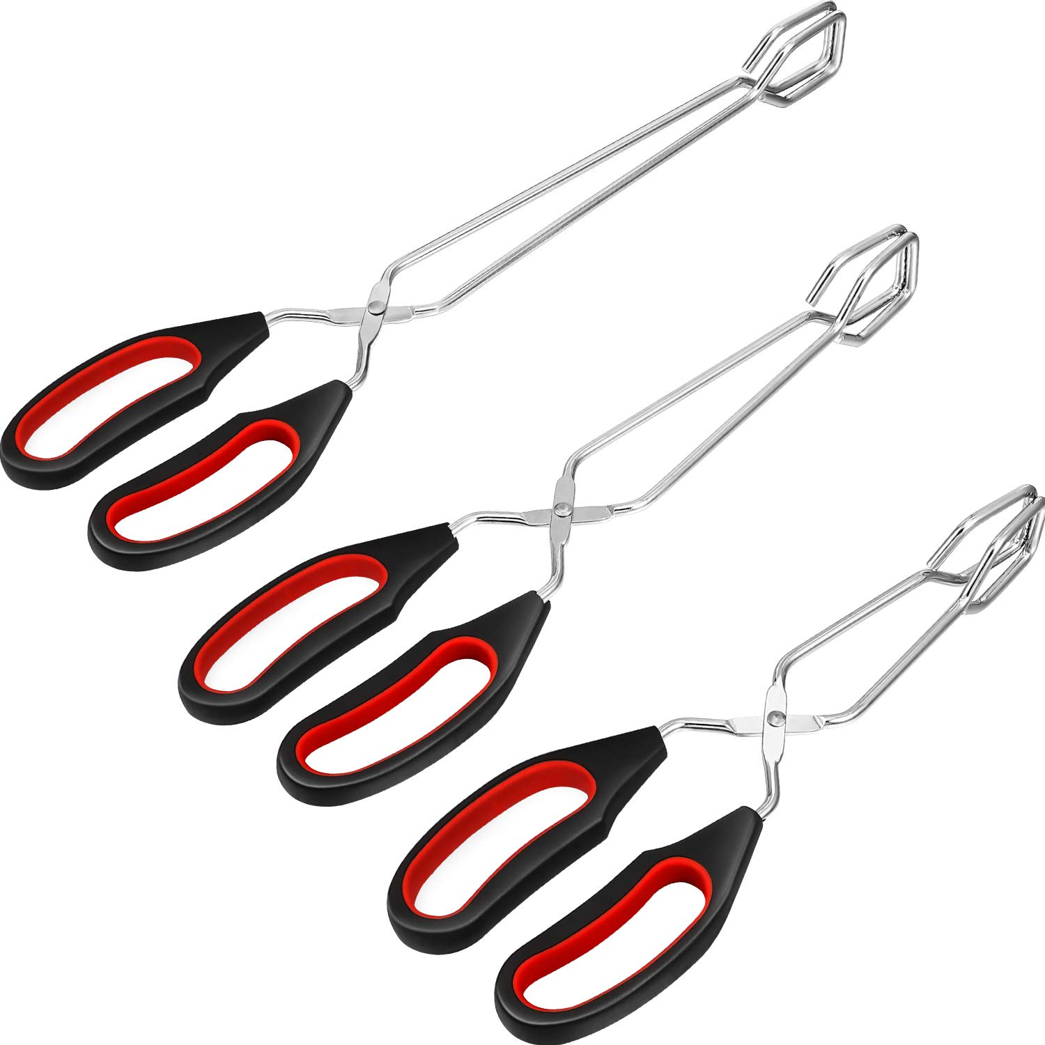 3 Pack Stainless Steel Scissor Tongs 9/11/ 12 Inch Cooking Scissor Tongs Kitchen Baking Bread Food Tong Barbecue Grilling Tongs Tool for Flipping Food