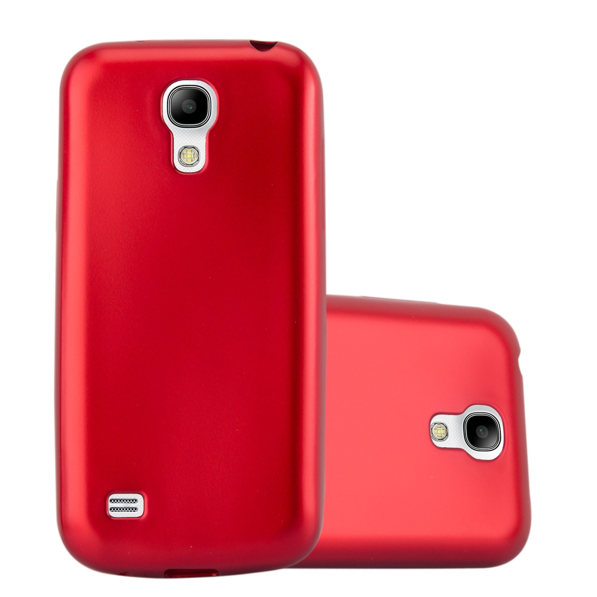 cadorabo Case works with Samsung Galaxy S4 MINI in METALLIC RED - Shockproof and Scratch Resistant TPU Silicone Cover - Ultra Slim Protective Gel Shell Bumper Back Skin
