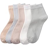 MELUSA 5 Pairs Bamboo Viscose Ankle Socks for Women, Soft Lightweight Breathable Seamless Toe Socks