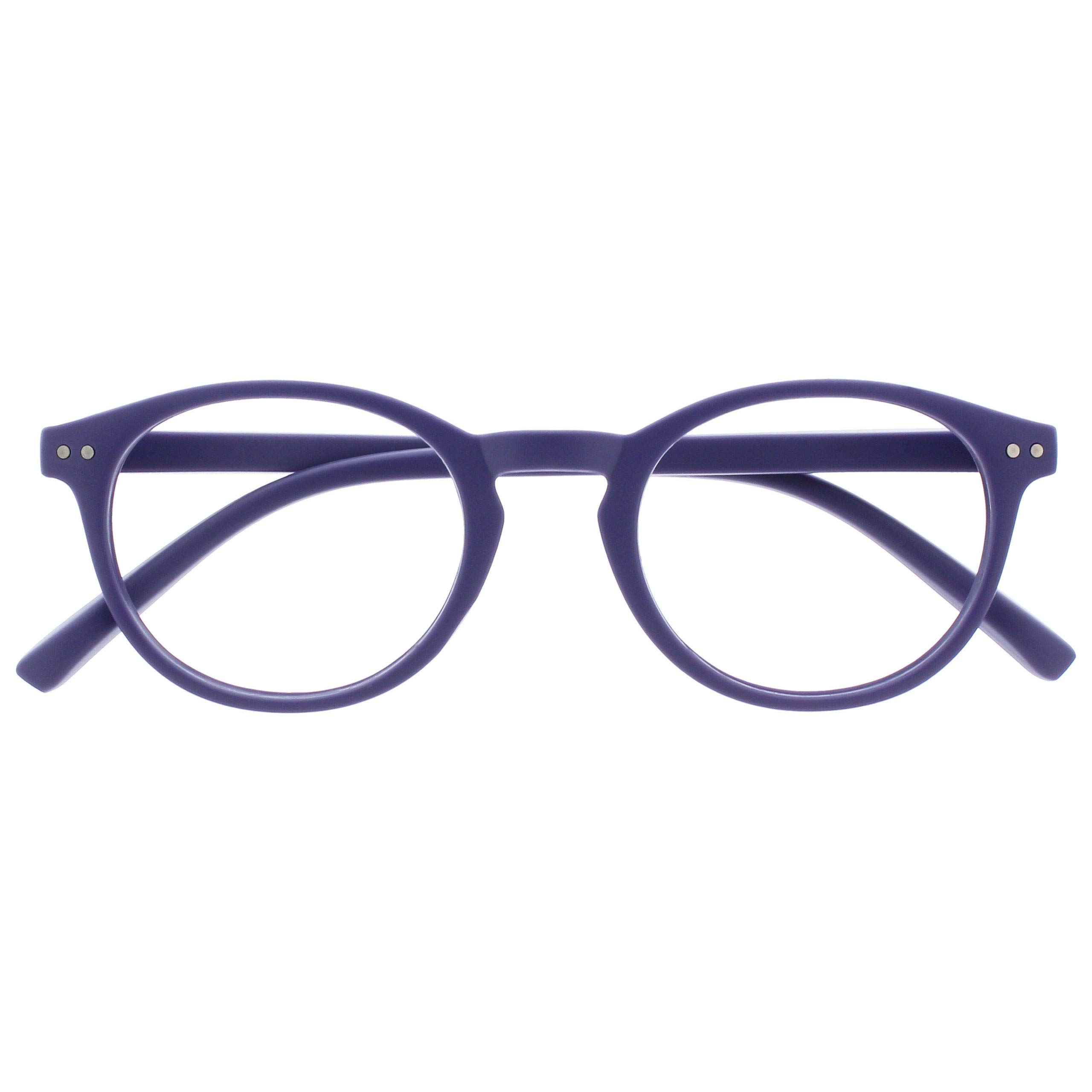 OPULIZE Zen Reading Glasses Cool Round Frame Spring Hinges Scratch Resistant Smooth Matt Purple Mens Womens R24-5 +2.50