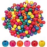 PATIKIL 6mm Wooden Beads for Craft Making, 200 Pcs Round Beads Loose Spacer Beads for Macrame Jewelry Bracelet DIY Handmade Decor, Multicolor