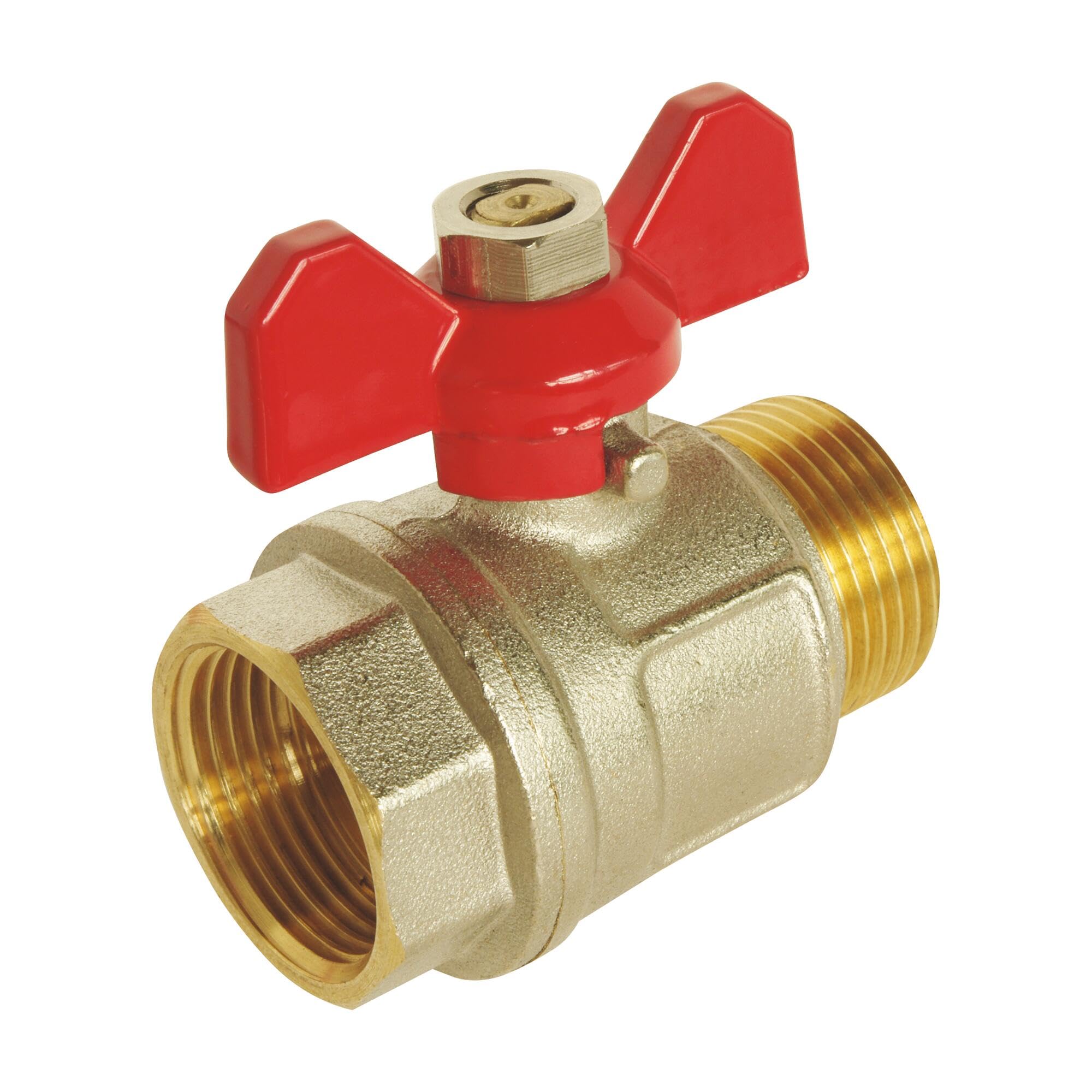 SOMATHERM for You, 20/27 Male/Female Ball Valve with Butterfly Lever, Full Passage, Reinforced Sealing, Optimal Flow, Brass Body, Pressure 30 bar, 5 Year Warranty