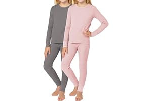 Rene Rofe Girls Thermal Underwear Set - 4 Piece Waffle Knit Long Sleeve Thermal Shirt and Long Johns Thermal Pants Set