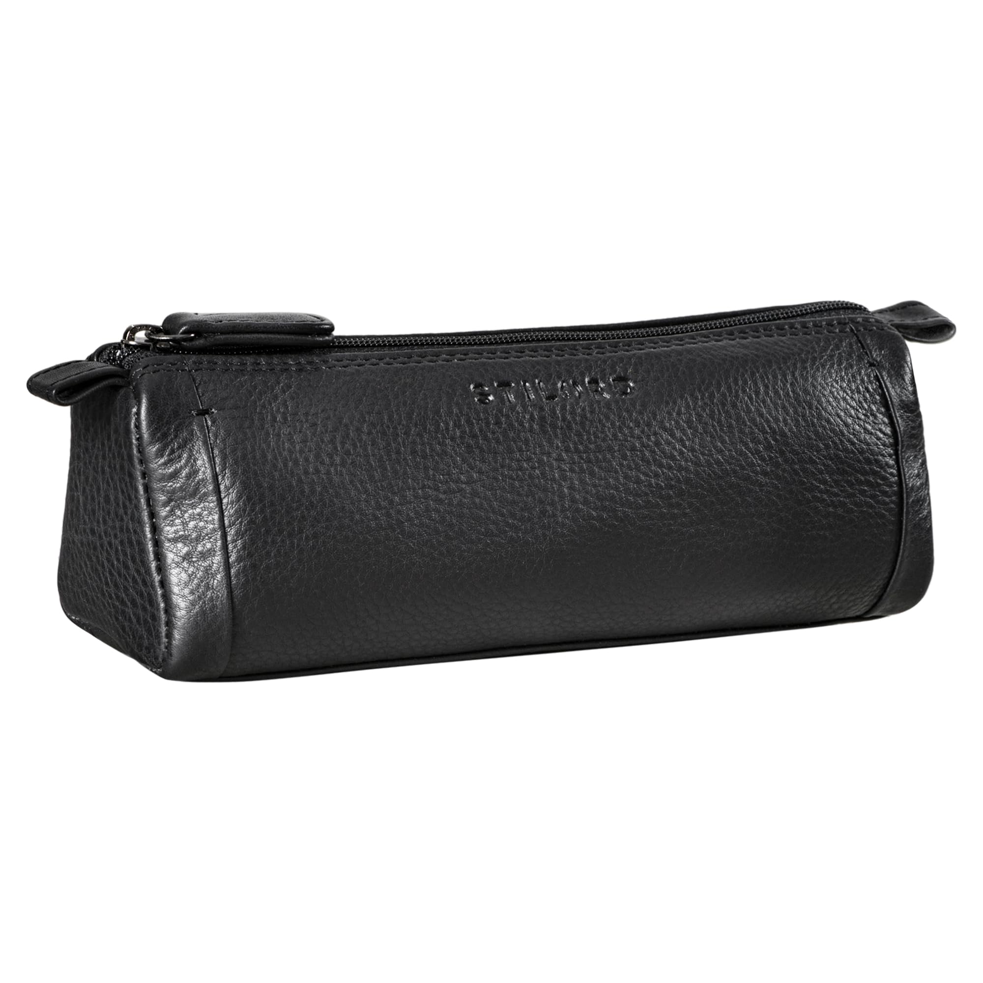 STILORD "Freddie" Vintage Leather Pencil Case Classic Pen Pouch for Women Men Stationary Slim Pen Holder Pen Sleeve Brush Case in Genuine Leather Colour:Black