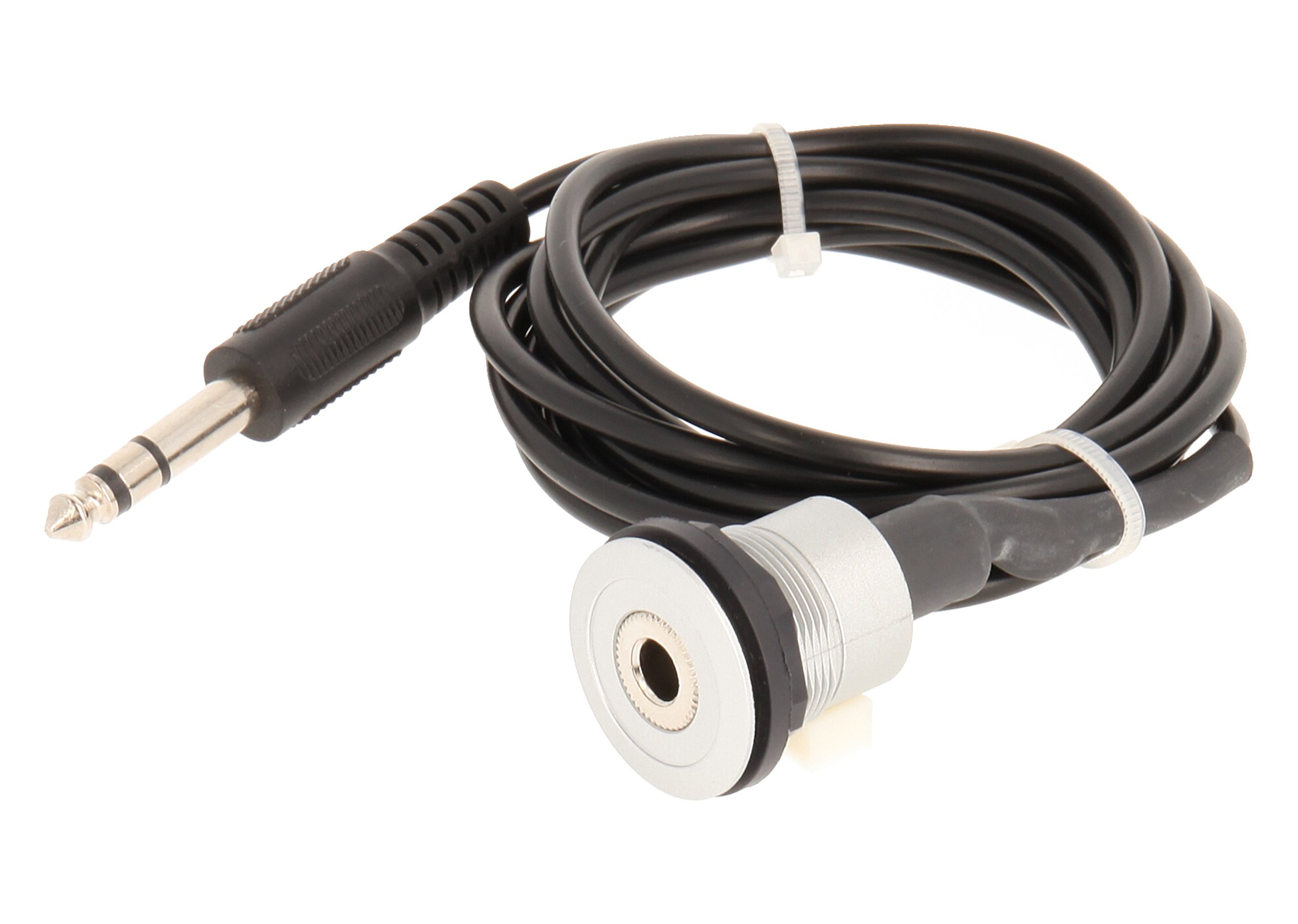 Schlegel 23.001.535 6.3 mm Jack Plug Female with Front, 1 x 6.3 mm Jack Socket 3-Pin and Rear, 1 x Cable Length 200 cm with 6.3 mm Jack Plug, Silver