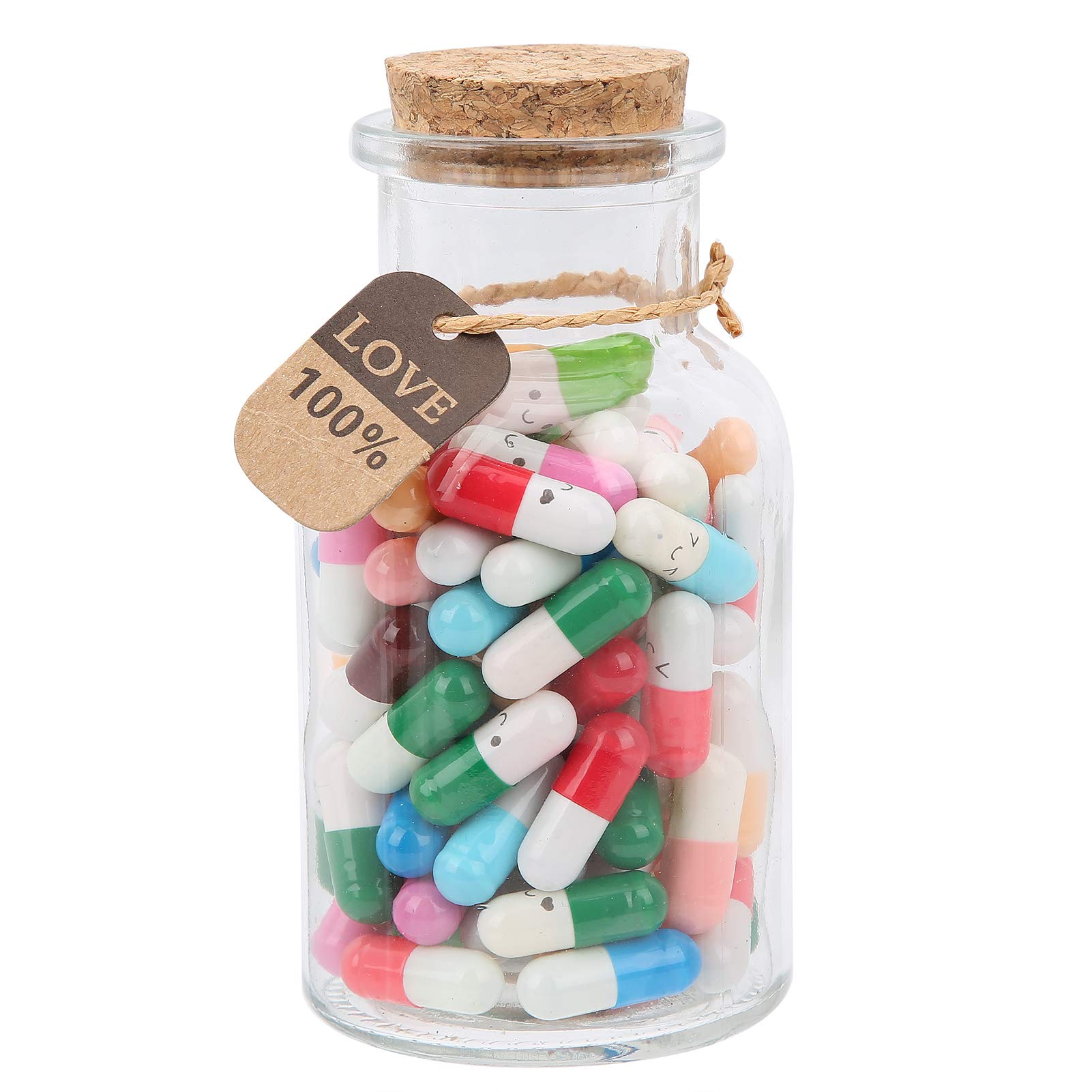 100pcs Capsule Blank Message Letter Capsule Letter Paper with Glass Bottle (Mixed Color)