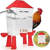 Fvlotrik 3 Gallon Automatic Chicken Waterer, Hands-Free Hydration | Float-Controlled Chicken Watering System, Stay-Clean Automatic Cups, Fits 3/4'' Faucet &amp; Hose Directly, Standing/Hanging Use